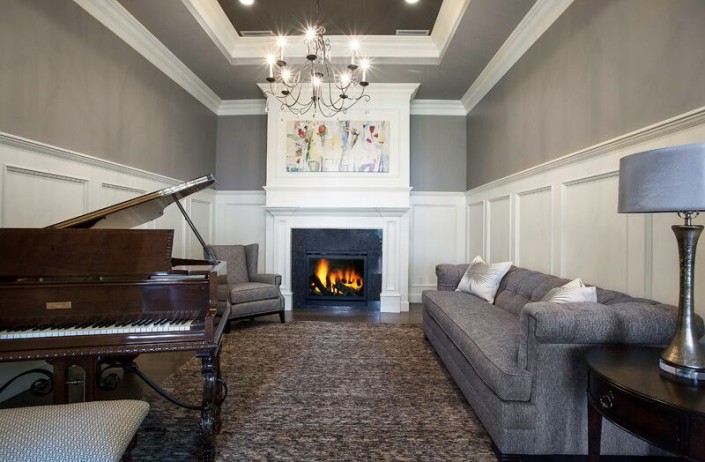 Parade of Homes - Draper Utah Custom Home Piano Room with Fireplace